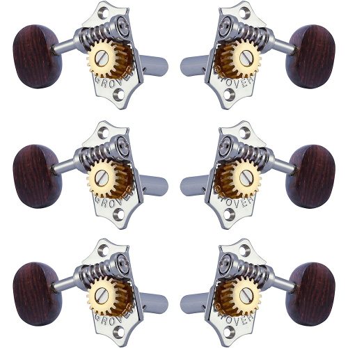 GROVER Sta-Tite With 18:1 Gear Ratio 97-18 Series Rosewood Button Tuning Machines Chrome