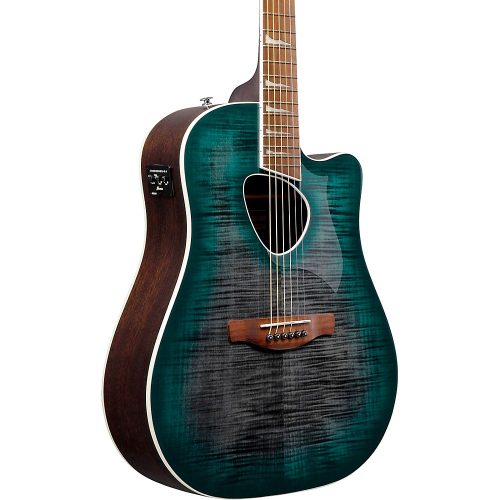 Ibanez ALT30FM Altstar Flamed-Top Dreadnought Acoustic-Electric Guitar Emerald Doom Burst