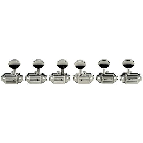 Kluson 3 Per Side Deluxe Series Oval Metal Single Line Logo Tuning Machines Nickel