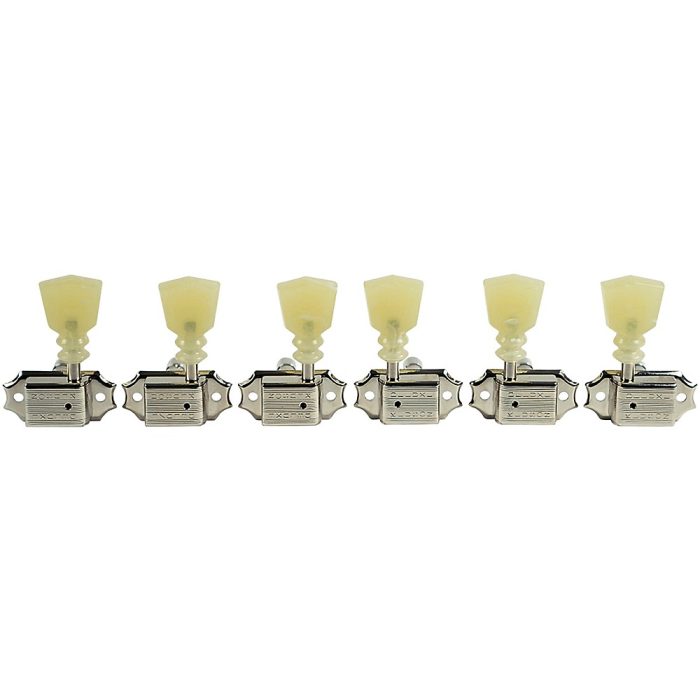 Kluson 3 Per Side Locking Deluxe Series Pearl Double Ring Tuning Machines Nickel