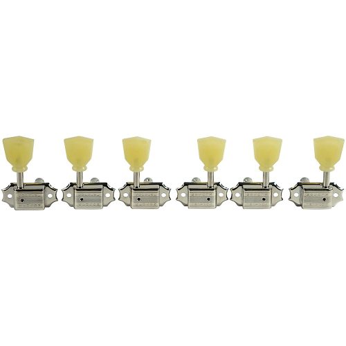 Kluson 3 Per Side Supreme Series Pearl Single Ring Tuning Machines Nickel
