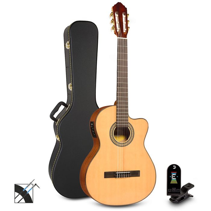 Lucero LC150SCE Nylon-String Classical Acoustic-Electric Guitar Pack Natural