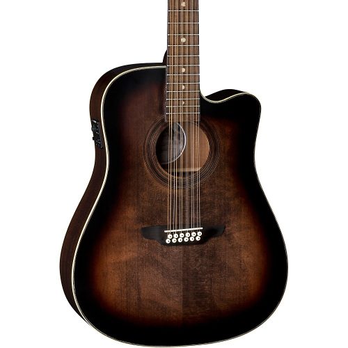 Luna Art Vintage Dreadnought Cutaway Acoustic-Electric 12-String Guitar Brown Burst