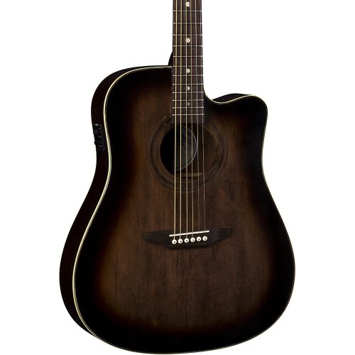 Luna Art Vintage Dreadnought Cutaway Acoustic-Electric Guitar Distressed Vintage Brownburst