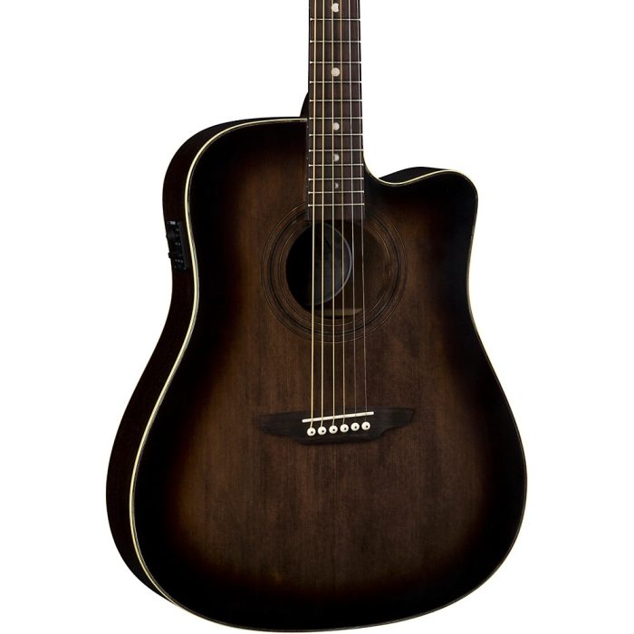Luna Art Vintage Dreadnought Cutaway Acoustic-Electric Guitar Distressed Vintage Brownburst