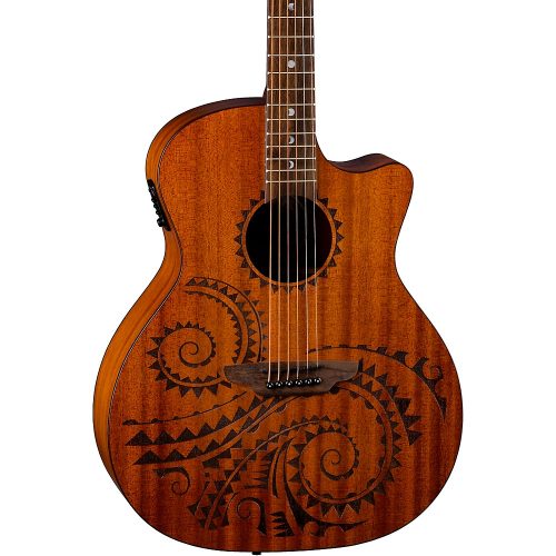 Luna Gypsy Tattoo Mahogany Acoustic-Electric Grand Concert Guitar Satin Natural