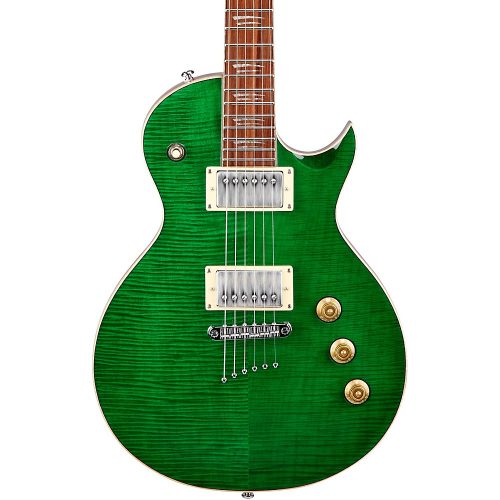 Mitchell MS450 Modern Single-Cutaway Electric Guitar Flame Forrest Green