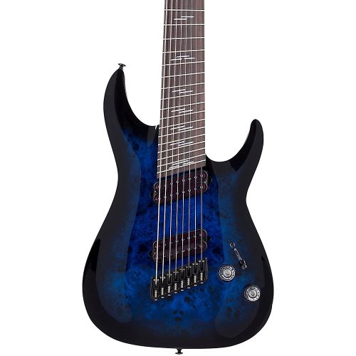 Schecter Guitar Research Omen Elite-8 MS Electric Guitar See-Thru Blue Burst