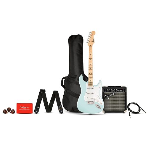 Squier Sonic Stratocaster Limited-Edition Maple Fingerboard Electric Guitar Pack With Fender Frontman 10G Amp Sonic Blue