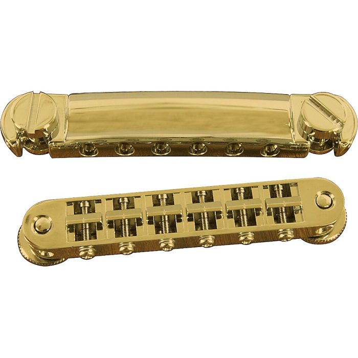 TonePros Standard Locking Tune-o-matic/Tailpiece Set (small posts/notched saddles) Gold